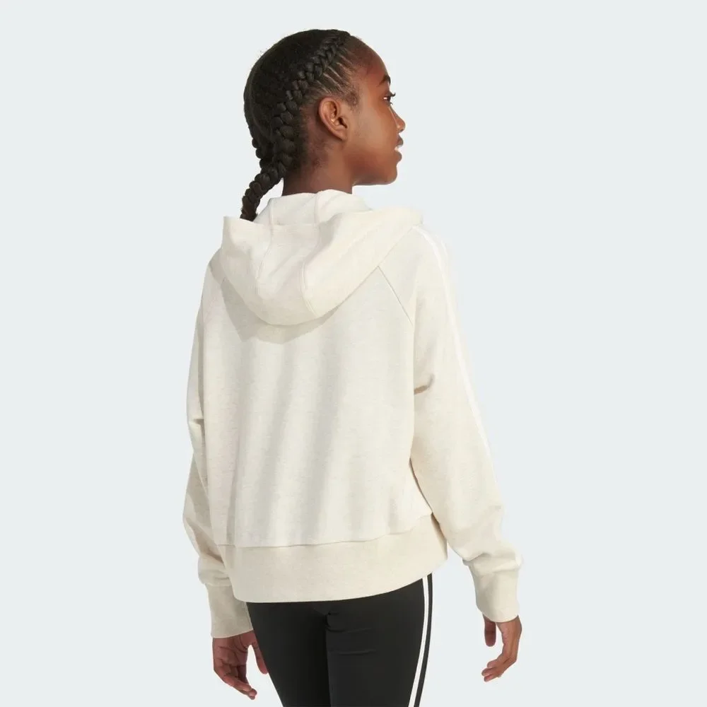 Adidas Kids Cream 3 Stripes Hooded Jacket